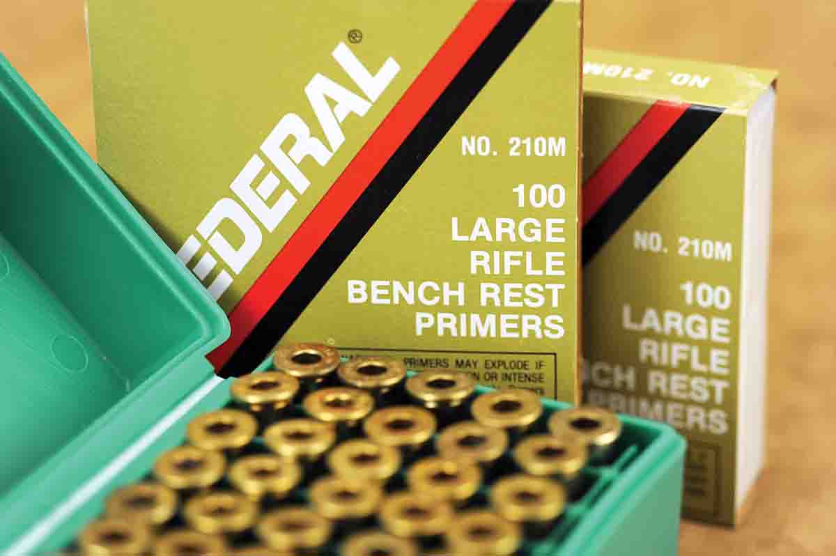 When it came to primers with the Donaldson Wasp, Stan had good luck with either the standard or the benchrest primers, but found he could realize a bit more accuracy with the latter.